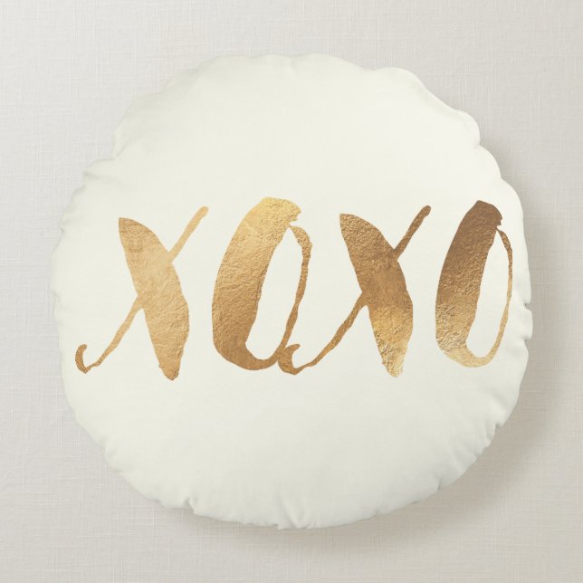 PixDezines XOXO/Faux Gold/Hearts/DIY achtergrond Rond Kussen (Voorkant)