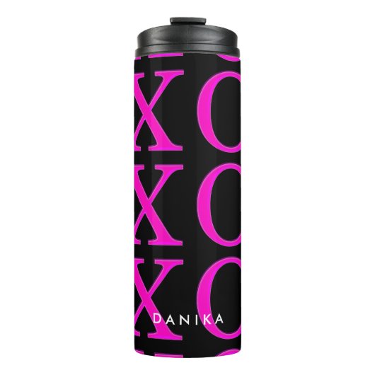 PixDezines xoxo/hot pink/DIY achtergrond Thermosbeker (Voorkant)