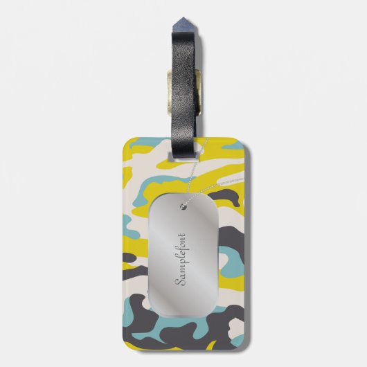 PixDezines yellow+blue camo+dogtag Bagagelabel (Achterkant verticaal)