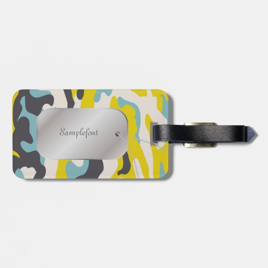 PixDezines yellow+blue camo+dogtag Bagagelabel (Achterkant horizontaal)