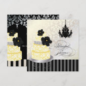 PixDezines Yellow+White Wedding Cake Vrijgezellenf Kaart (Voorkant / Achterkant)