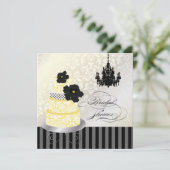 PixDezines Yellow+White Wedding Cake Vrijgezellenf Kaart (Staand voorkant)