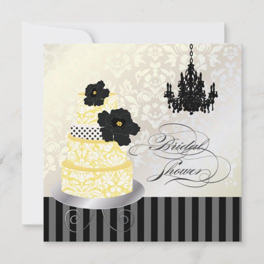 PixDezines Yellow+White Wedding Cake Vrijgezellenf Kaart (Voorkant)