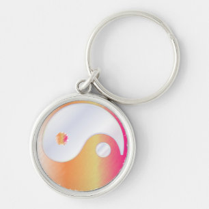 PixDezines yin yang/wit + een vleugje grunge Sleutelhanger
