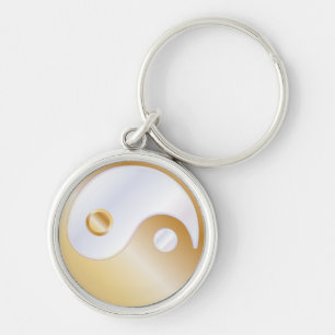PixDezines yin yang/wit+nepgoud Sleutelhanger