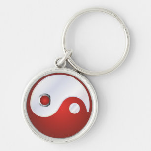 PixDezines yin yang/wit+rood Sleutelhanger