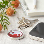 PixDezines yin yang/wit+rood Sleutelhanger (Zijkant)