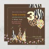 PixDezines Zebra ballonnen Birthday-uitnodigingen Kaart (Voorkant / Achterkant)