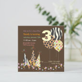 PixDezines Zebra ballonnen Birthday-uitnodigingen Kaart (Staand voorkant)