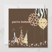 PixDezines Zebra ballonnen Birthday-uitnodigingen Kaart (Achterkant)