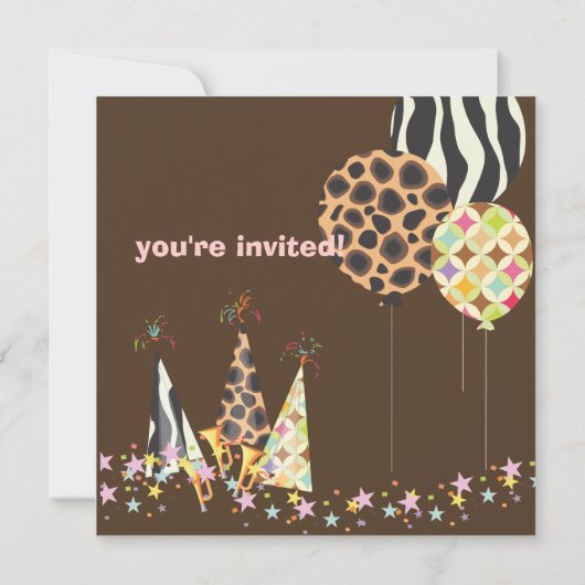 PixDezines Zebra ballonnen Birthday-uitnodigingen Kaart (Achterkant)