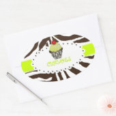 PixDezines zebra+cupcake/DIY kleur Ovale Sticker (Envelop)