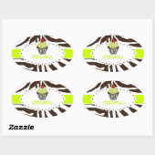 PixDezines zebra+cupcake/DIY kleur Ovale Sticker (Vel)
