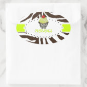 PixDezines zebra+cupcake/DIY kleur Ovale Sticker (Tas)