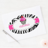 PixDezines zebra+cupcake/DIY kleur Ovale Sticker (Envelop)