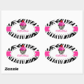 PixDezines zebra+cupcake/DIY kleur Ovale Sticker (Vel)