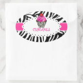 PixDezines zebra+cupcake/DIY kleur Ovale Sticker (Tas)