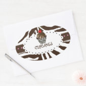 PixDezines zebra+cupcake/DIY kleur Ovale Sticker (Envelop)