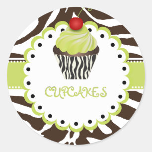 PixDezines zebra+cupcake/DIY kleur Ronde Sticker