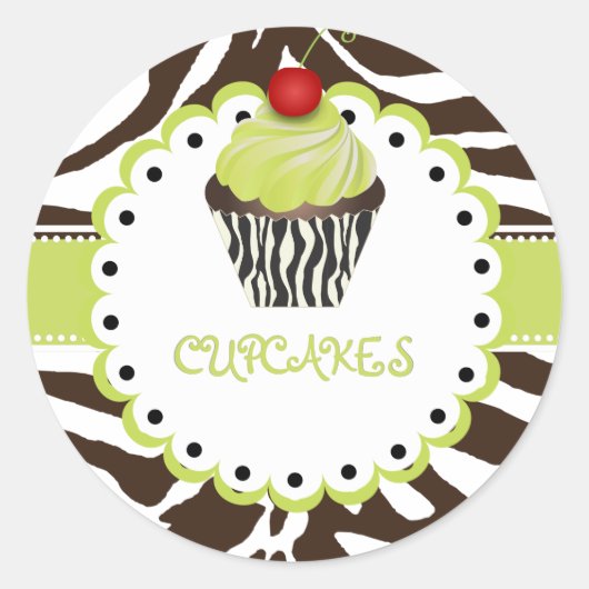 PixDezines zebra+cupcake/DIY kleur Ronde Sticker (Voorkant)