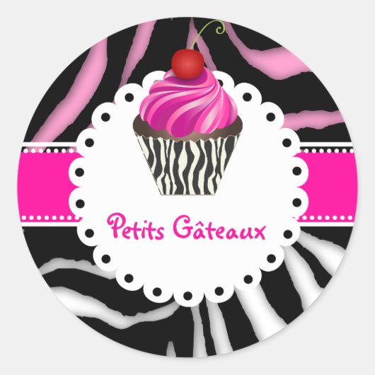 PixDezines zebra cupcake/DIY kleur Ronde Sticker (Voorkant)