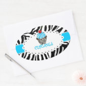 PixDezines zebra+cupcake/DIY lintkleur Ovale Sticker (Envelop)