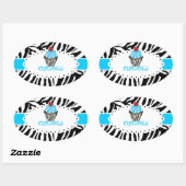 PixDezines zebra+cupcake/DIY lintkleur Ovale Sticker (Vel)