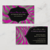 PixDezines Zebra+Damask/DIY achtergrondkleur! Visitekaartje (Voorkant / Achterkant)