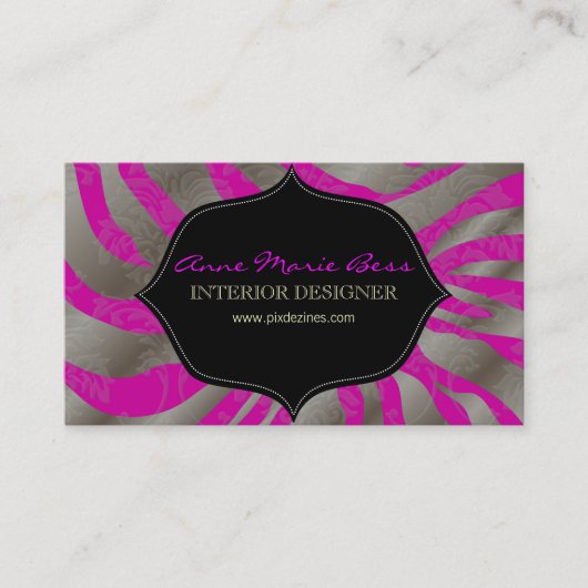 PixDezines Zebra+Damask/DIY achtergrondkleur! Visitekaartje (Voorkant)