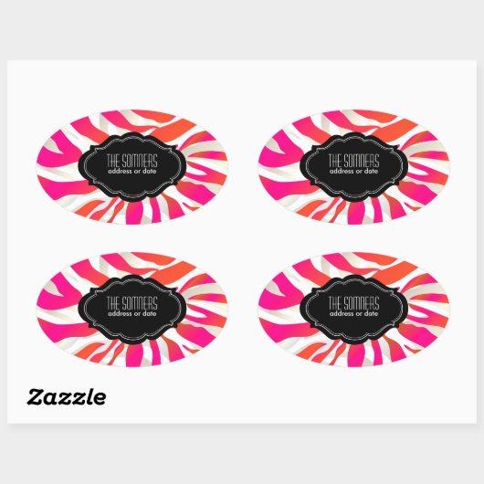 PixDezines Zebra / DIY-kleur Ovale Sticker (Vel)