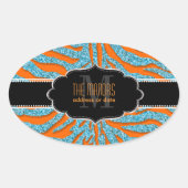 PixDezines zebra/DIY kleuren Ovale Sticker (Voorkant)