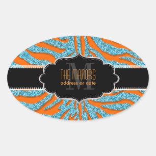 PixDezines zebra/DIY kleuren Ovale Sticker
