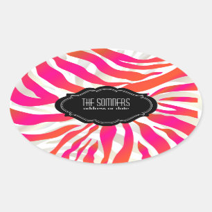 PixDezines Zebra / Doe-het-zelf kleur Ovale Sticker