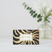 PixDezines  zebra/faux parchment Visitekaartje (Staand voorkant)