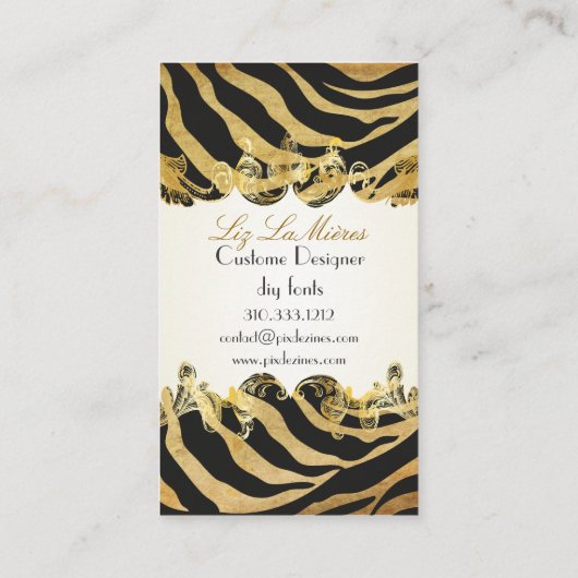 PixDezines  zebra/faux parchment Visitekaartje (Achterkant)