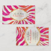 PixDezines zebra+floral/pink+sinaasappel Visitekaartje (Voorkant / Achterkant)