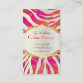 PixDezines zebra+floral/pink+sinaasappel Visitekaartje (Achterkant)