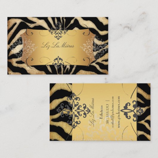 PixDezines  ZEBRA/LACE DAMASK Visitekaartje (Voorkant / Achterkant)