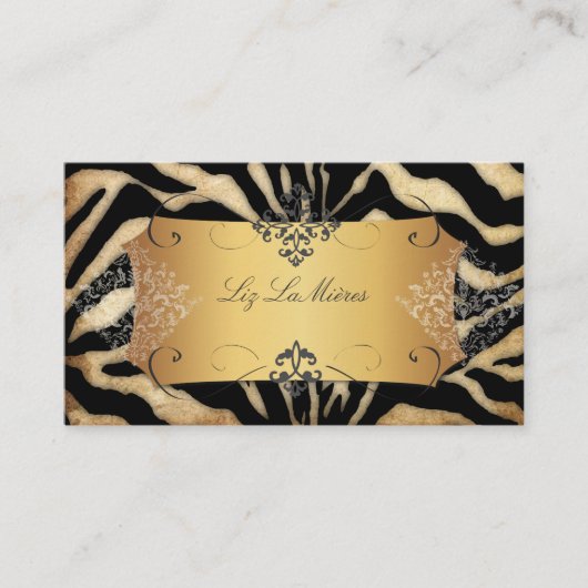 PixDezines  ZEBRA/LACE DAMASK Visitekaartje (Voorkant)
