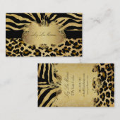 PixDezines  zebra+leopard Visitekaartje (Voorkant / Achterkant)