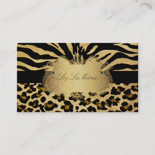 PixDezines  zebra+leopard Visitekaartje (Voorkant)
