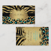 PixDezines  zebra+luipaard Visitekaartje (Voorkant / Achterkant)