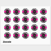 PixDezines Zebra, Monogram DIY Kleur Ronde Sticker (Vel)