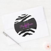 PixDezines zebra monogram stickers/DIY kleuren Ronde Sticker (Envelop)
