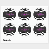 PixDezines zebra monogram stickers/DIY kleuren Ronde Sticker (Vel)