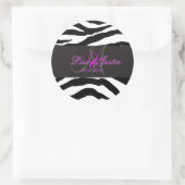 PixDezines zebra monogramstickers/DIY kleuren Ronde Sticker (Tas)