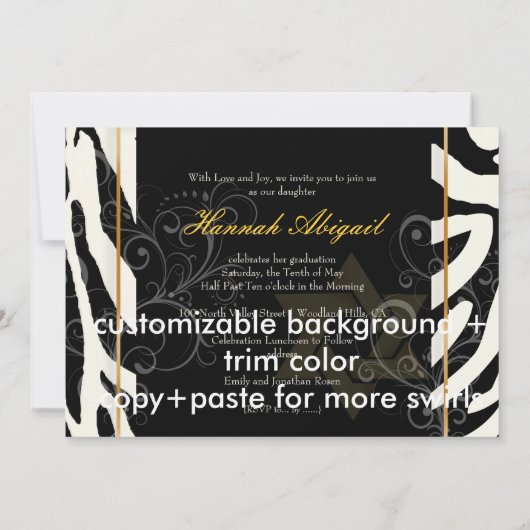 PixDezines Zebra Print 2011 Afstuderen Invites Kaart (Achterkant)