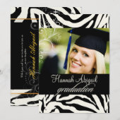 PixDezines Zebra Print 2011 Afstuderen Invites Kaart (Voorkant / Achterkant)