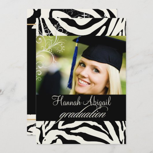 PixDezines Zebra Print 2011 Afstuderen Invites Kaart (Voorkant / Achterkant)
