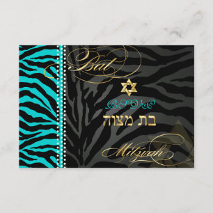 PixDezines Zebra RSVP Bat Mitzvah/DIY Color Aqua